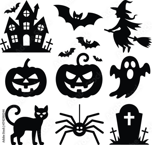 Halloween vector silhouettes black