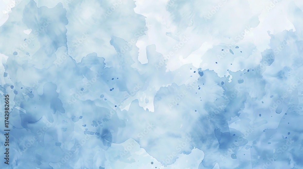 Obraz premium Blue Watercolor Wash Background. Abstract Hand Painted Texture for Soft Backdrop, Wedding Invitation, Branding, and Artistic Design Projects.