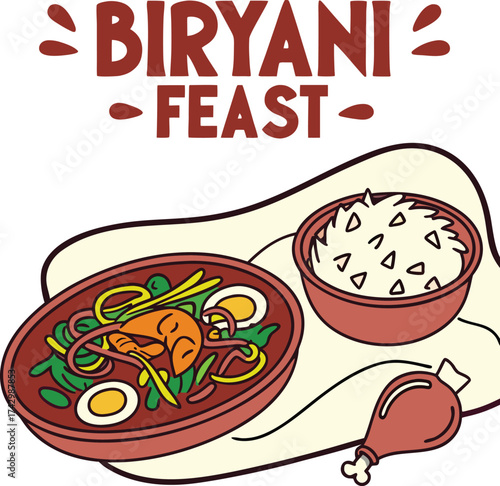vector illustration of biryani