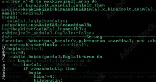 Computer code running on screen