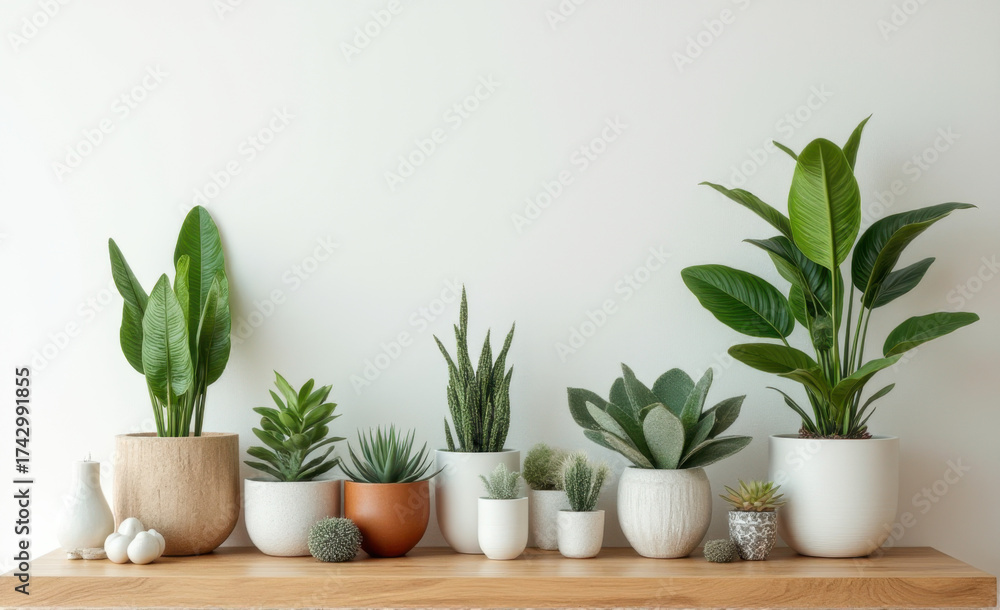 Fototapeta premium plants in pots on the table house plant appreciation day