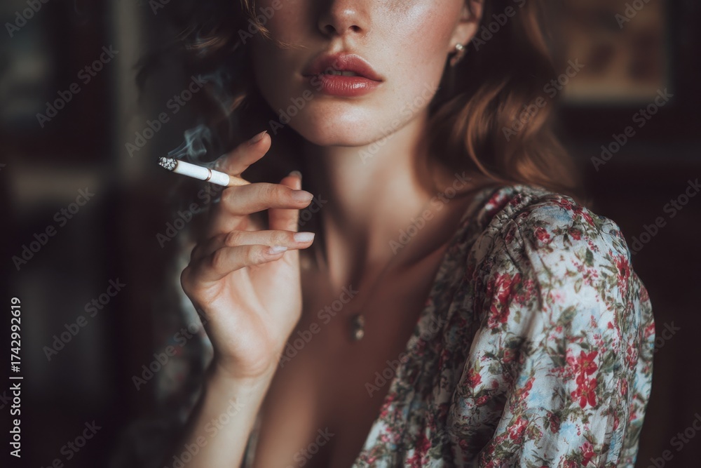 Obraz premium attractive lady with a cigarette