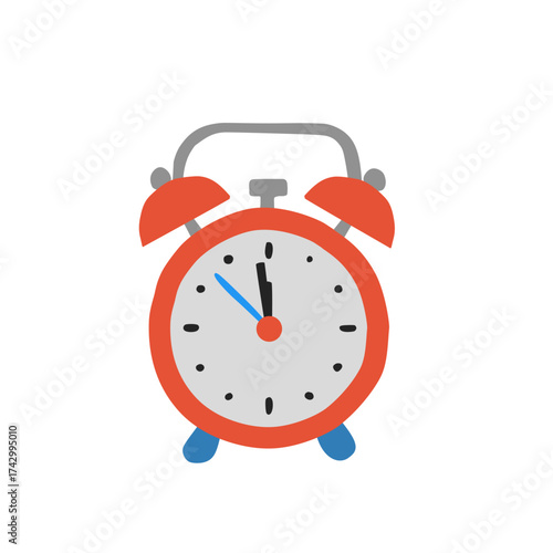 Alarm Clock in Flat Style for New Year Countdown Design
