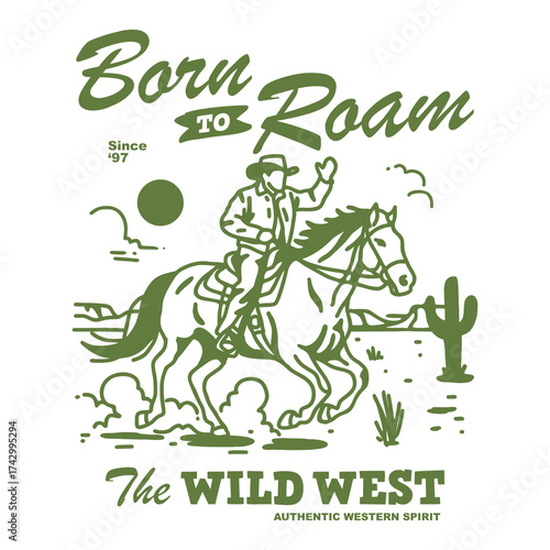 Vintage illustration of cowboy vector t shirt design vector graphic typographic poster or tshirts street wear and Urban style	