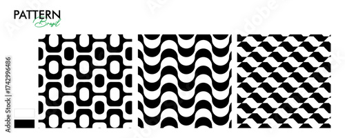 Brazilian Sidewalk Seamless Pattern Vector – Copacabana, Ipanema and Sao Paulo Pavement Design in Black and White
