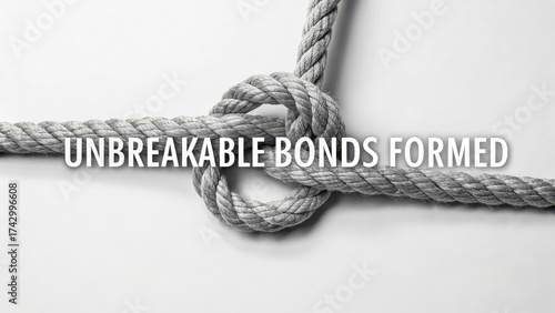 Close up of rope tied in a strong knot on a white background