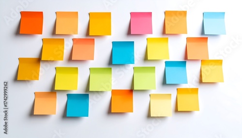 Colorful Sticky Notes Arranged on White Background  Creative Planning  Organization.