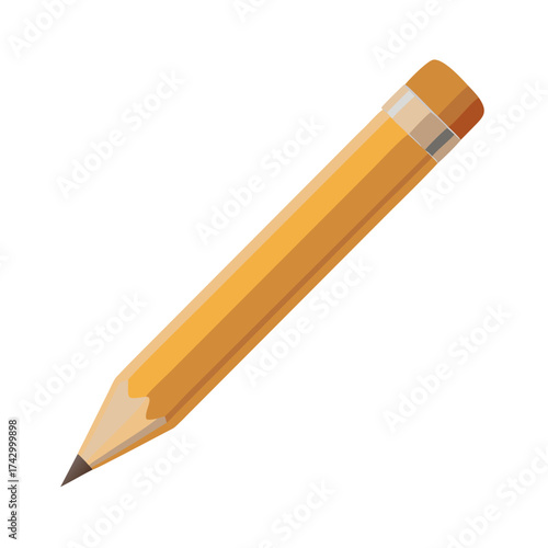 Sharpened yellow pencil with eraser on black background