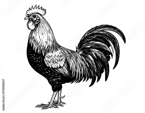 Illustration rooster isolated on white background