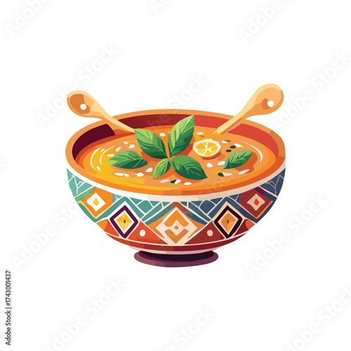 Vector  soup in ornate bowl 