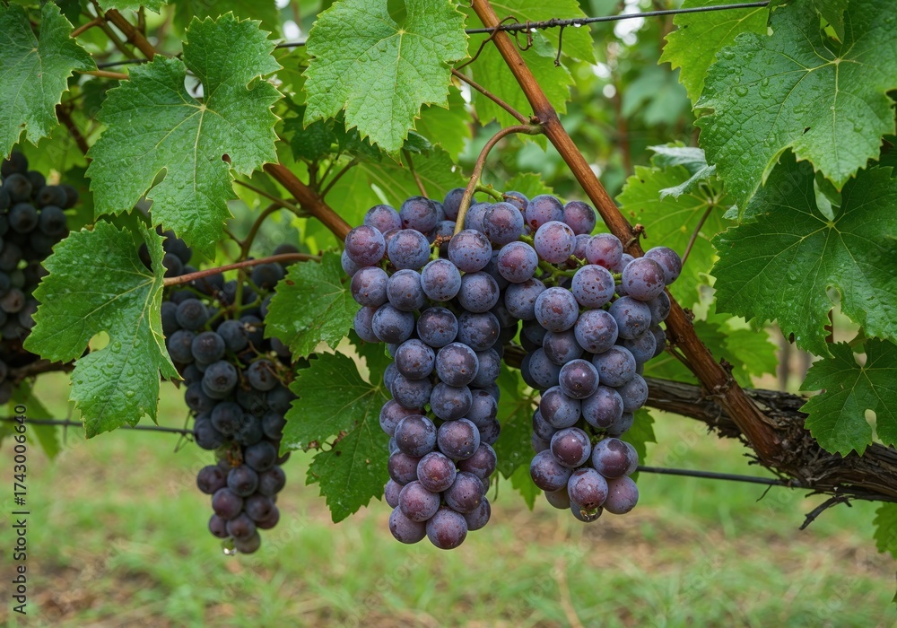 custom made wallpaper toronto digitalGrape Harvest in Vineyard: Close-up shot of ripe grapes hanging from the vine, ready for harvest and winemaking, showcasing the beauty of the vineyard and nature's bounty.