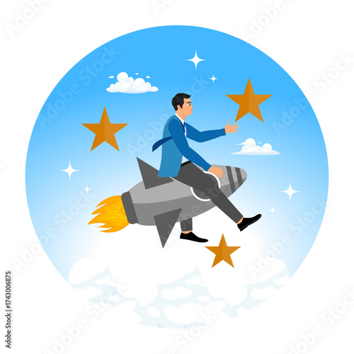 Entrepreneurs with ambition and determination start new businesses to achieve success.