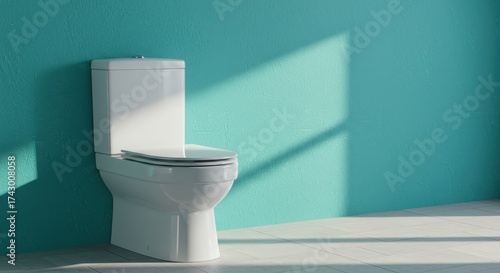 White toilet in a modern bathroom with bright sunlight