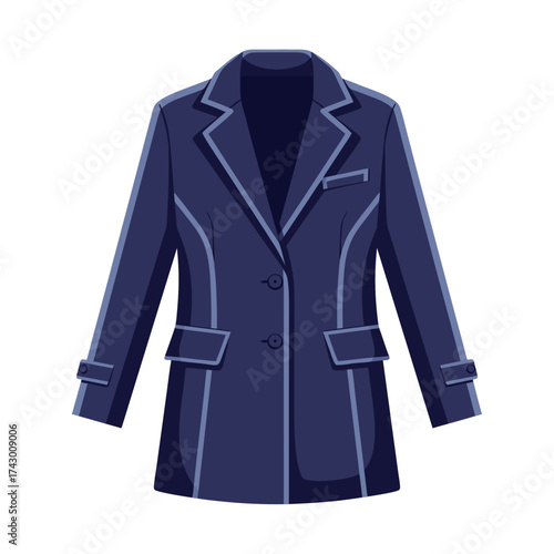 Blue blazer for formal wear, fashion, and clothing design concepts.