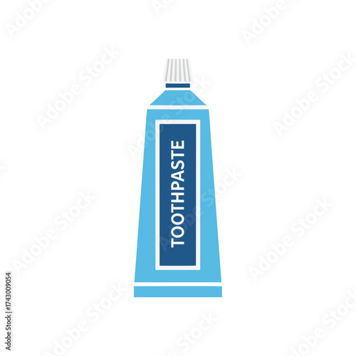 Blue toothpaste tube with white cap