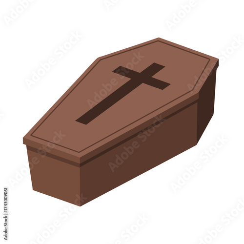 Wooden burial coffin