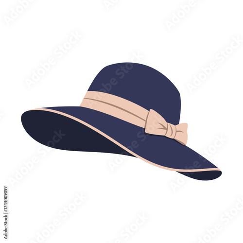 Elegant women’s hat with wide brim and ribbon