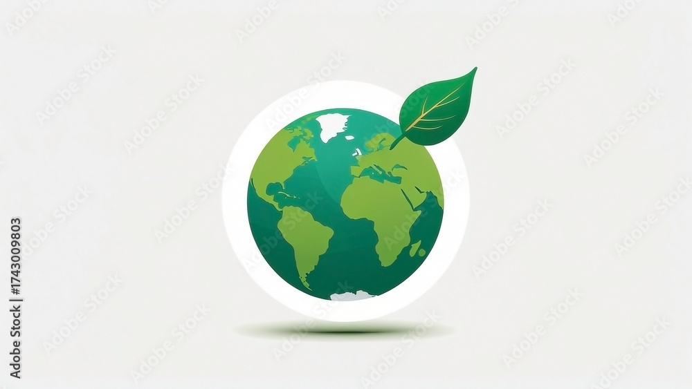 Obraz premium Green Planet Earth with a Leaf Symbolizing Environmental Conservation and Sustainability