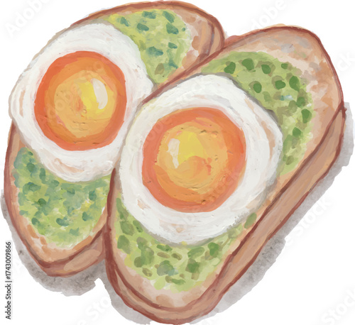 Egg toast with pesto delicious breakfast meal