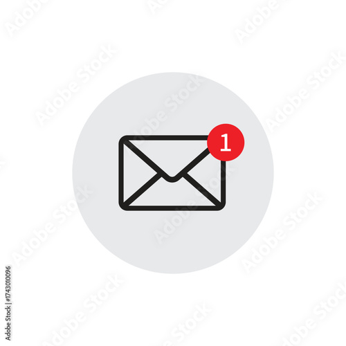Cartoon grey bubble with email notice. flat simple style trend modern edm e-mail logotype graphic design isolate, concept of you've got mail and full inbox
