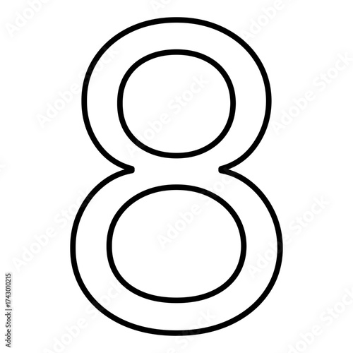 number eight line icon with editable stroke