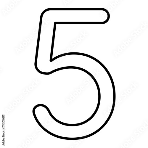 number five line icon with editable stroke