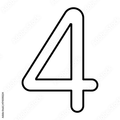 number four line icon with editable stroke