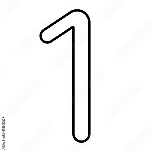 number one line icon with editable stroke
