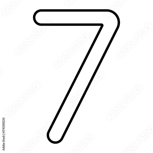number seven line icon with editable stroke