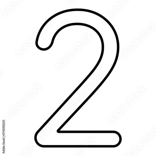 number two line icon with editable stroke