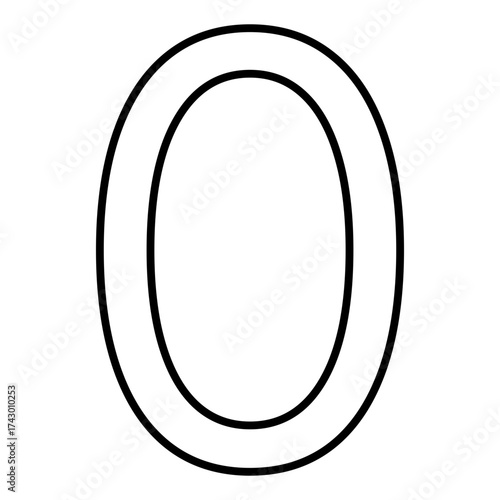 number zero line icon with editable stroke