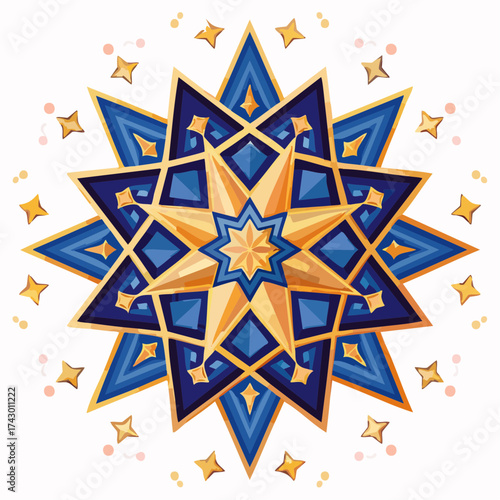 Sophisticated Islamic-inspired geometric pattern perfect for luxury, cultural, spiritual, or elegant design applications.