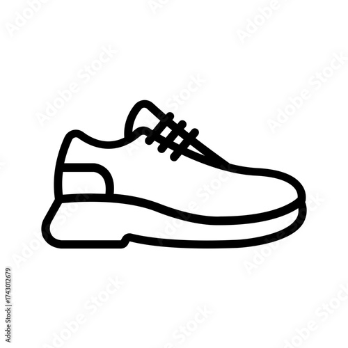 Vector black line icon for Running shoe