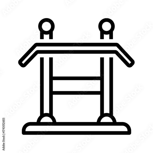 Vector black line icon for Pull up bar