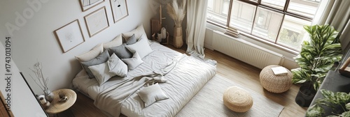 Small yet stylish studio apartment with a creative layout, modern decor, and abundant natural light.