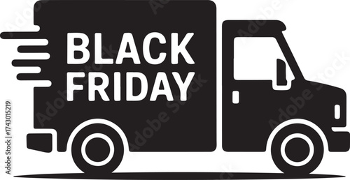 Black Friday Delivery Truck Silhouette Vector