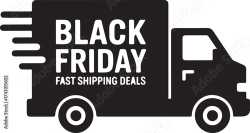 Black Friday Delivery Truck Silhouette Vector