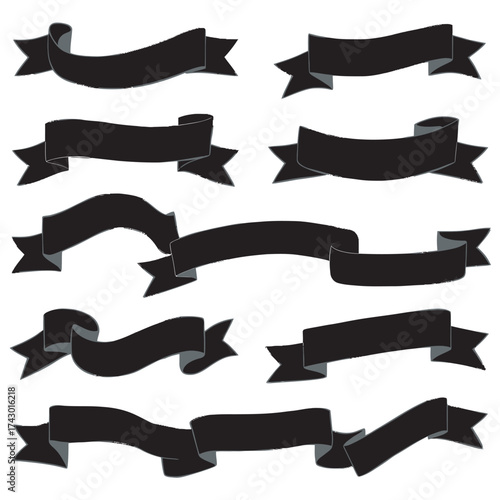 Set of vintage ribbon and banner vector decorations collection