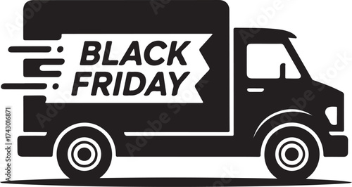 Black Friday Delivery Truck Silhouette Vector