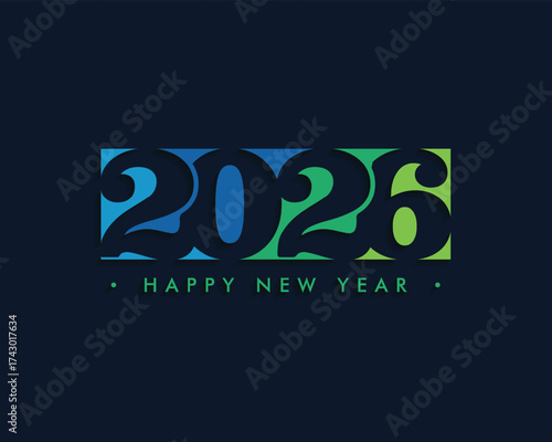 Happy new year 2026 with paper cut number design concept for calendar and banner