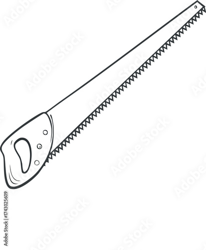 Illustration of a Hand Saw A Simple and Detailed Line Art Design for Construction and Carpentry Projects