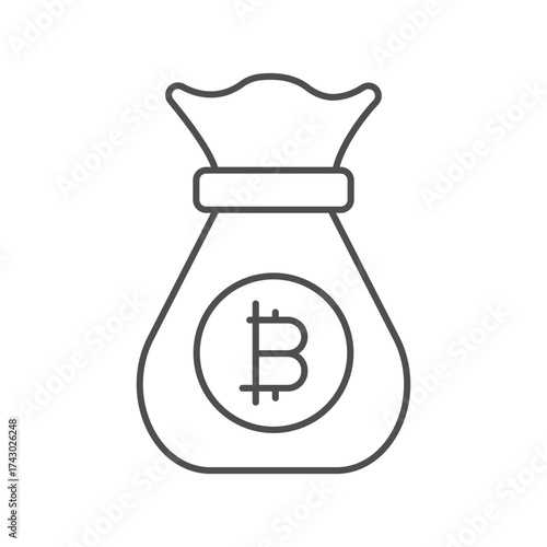 Bitcoin Money Bag thinline icon , vector, pixel perfect, illustrator file 
