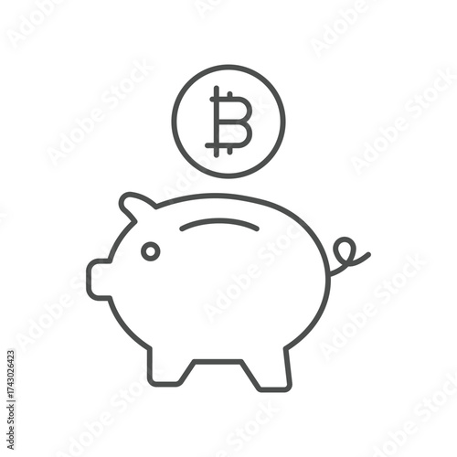 Bitcoin Piggy bank thinline icon , vector, pixel perfect, illustrator file 

