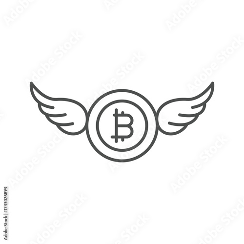 Bitcoin Wing thinline icon , vector, pixel perfect, illustrator file 
