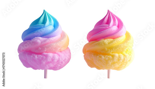 Colorful 3D Cotton Candy Collection, Isolated on Transparent Background