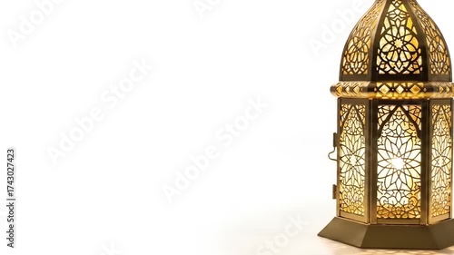 Ornate decorative lantern casting warm light in a serene setting, enhancing the ambiance