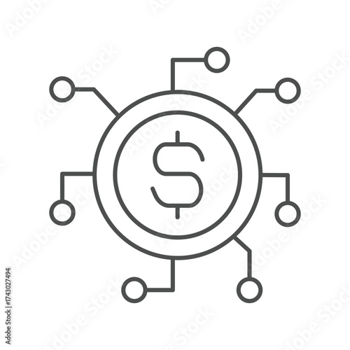 Digital Currency thinline icon , vector, pixel perfect, illustrator file 
