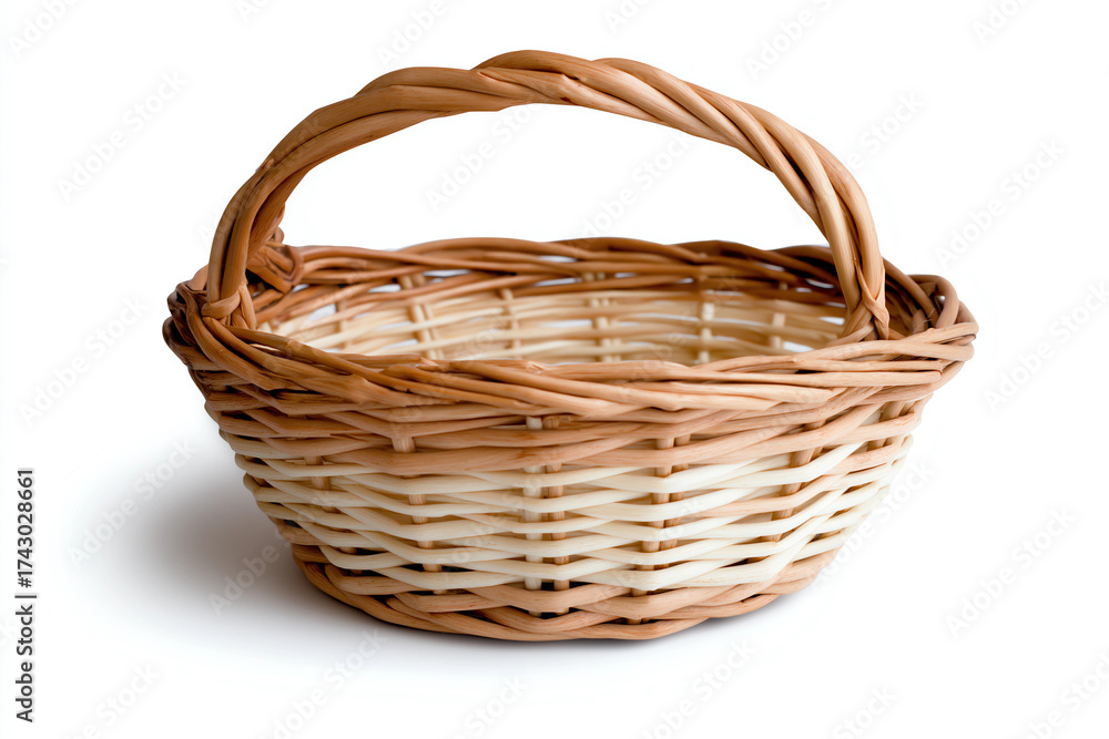 Obraz premium Woven wicker basket with handle