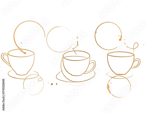 Coffee cups with golden stains