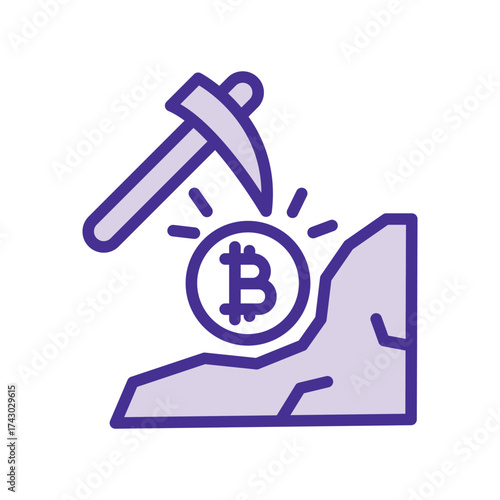 Bitcoin Mining duotone line icon , vector, pixel perfect, illustrator file 
